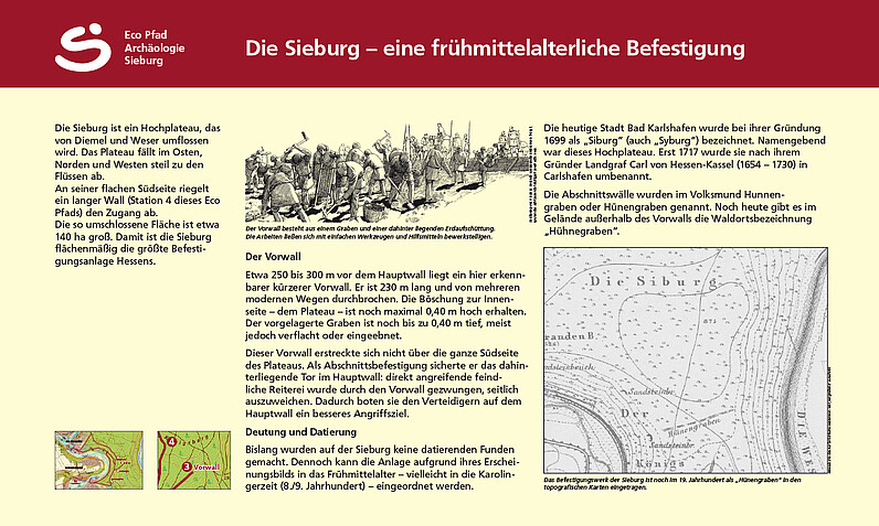 Tafel "Die Sieburg – eine frühmittelalterliche Befestigung – der Vorwall"