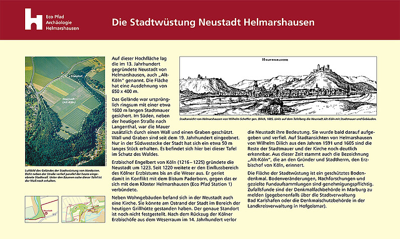 Tafel "Die Stadtwüstung Neustadt Helmarshausen"