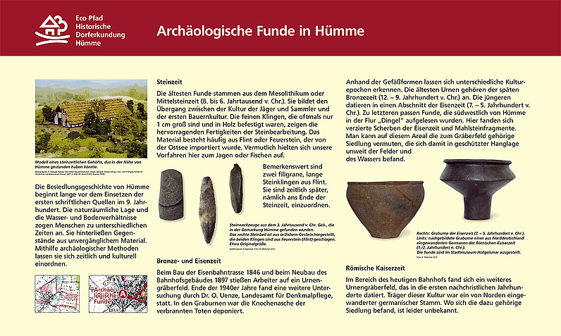 Tafel Archäologische Funde in Hümme