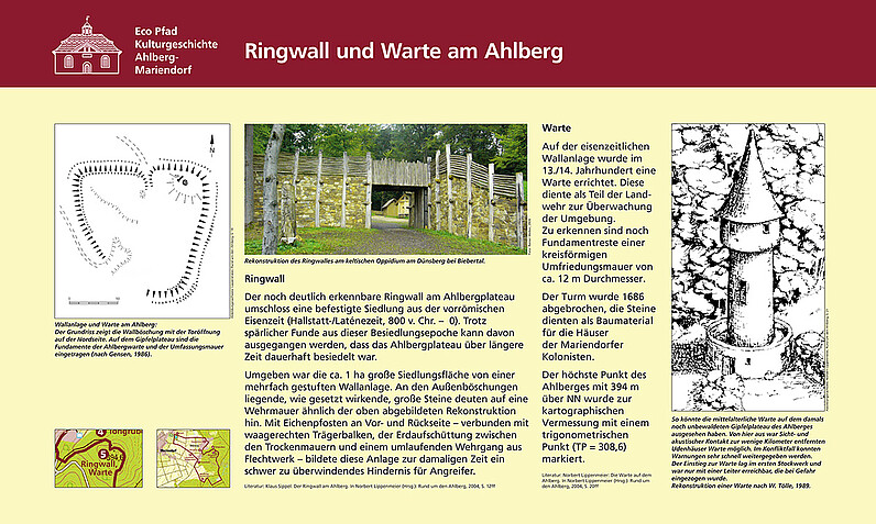 Tafel "Ringwall und Warte am Ahlberg"