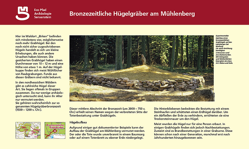 Tafel "Bronzezeitliche Hügelgräber am Mühlenberg"