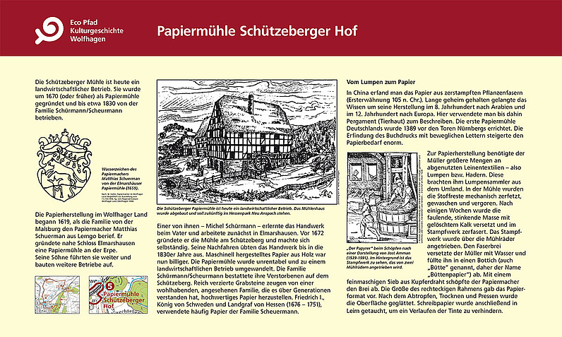Tafel "Papiermühle Schützeberger Hof"