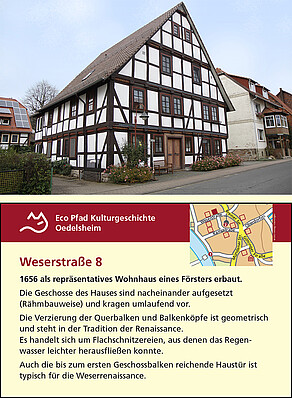 Fachwerkhaus und Informationstafel Weserstraße 8