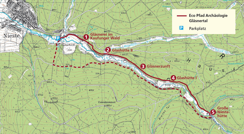 Eco Pfad Archäologie Gläsnertal - Streckenverlauf